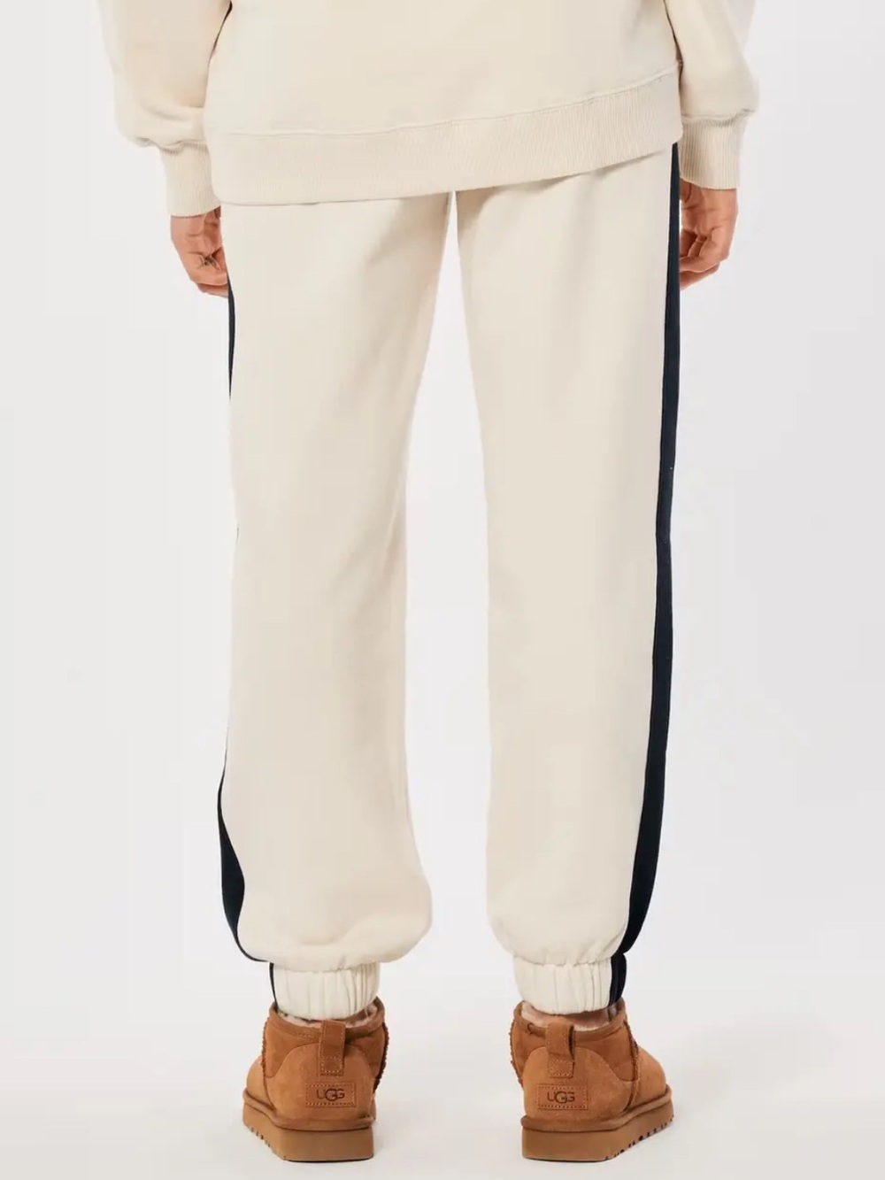 Hollister Cream Joggers with Black Side Stripe - Picture 4 of 6